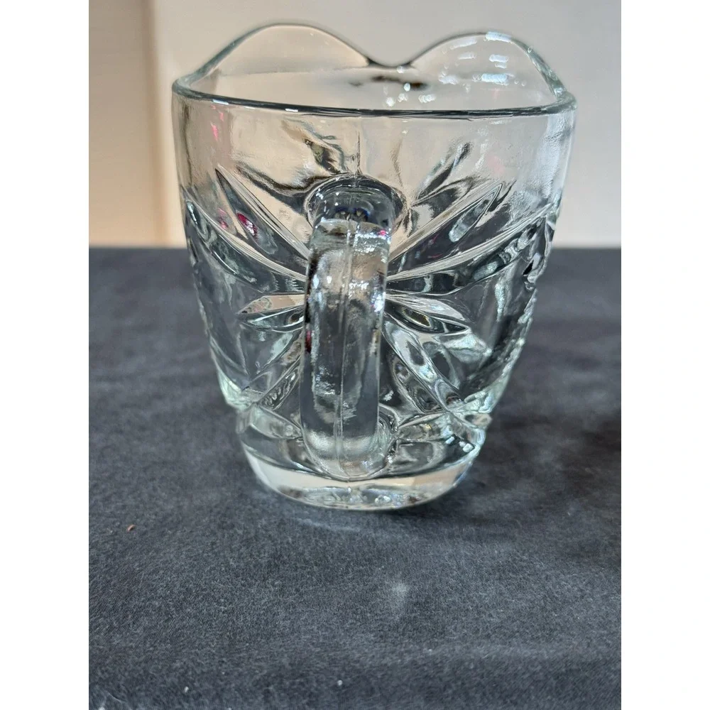 Vintage Anchor Hocking EAPC Presscut Clear Glass Star of David‎ Cream Pitcher